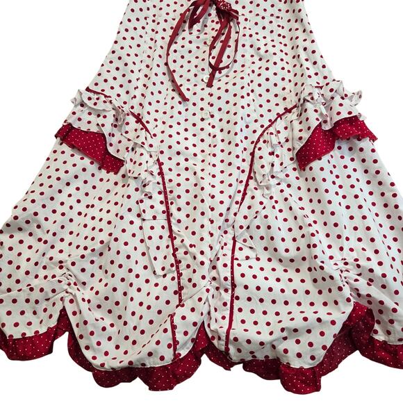 Pom Pom Red Polka Dot Dress Ruffles and Bows Girls Sz XL Girly - Picture 7 of 15